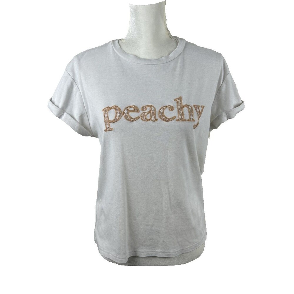 Bohme Womens Size Medium Cotton Spandex "Peachy" Short Sleeve Tee Shirt
